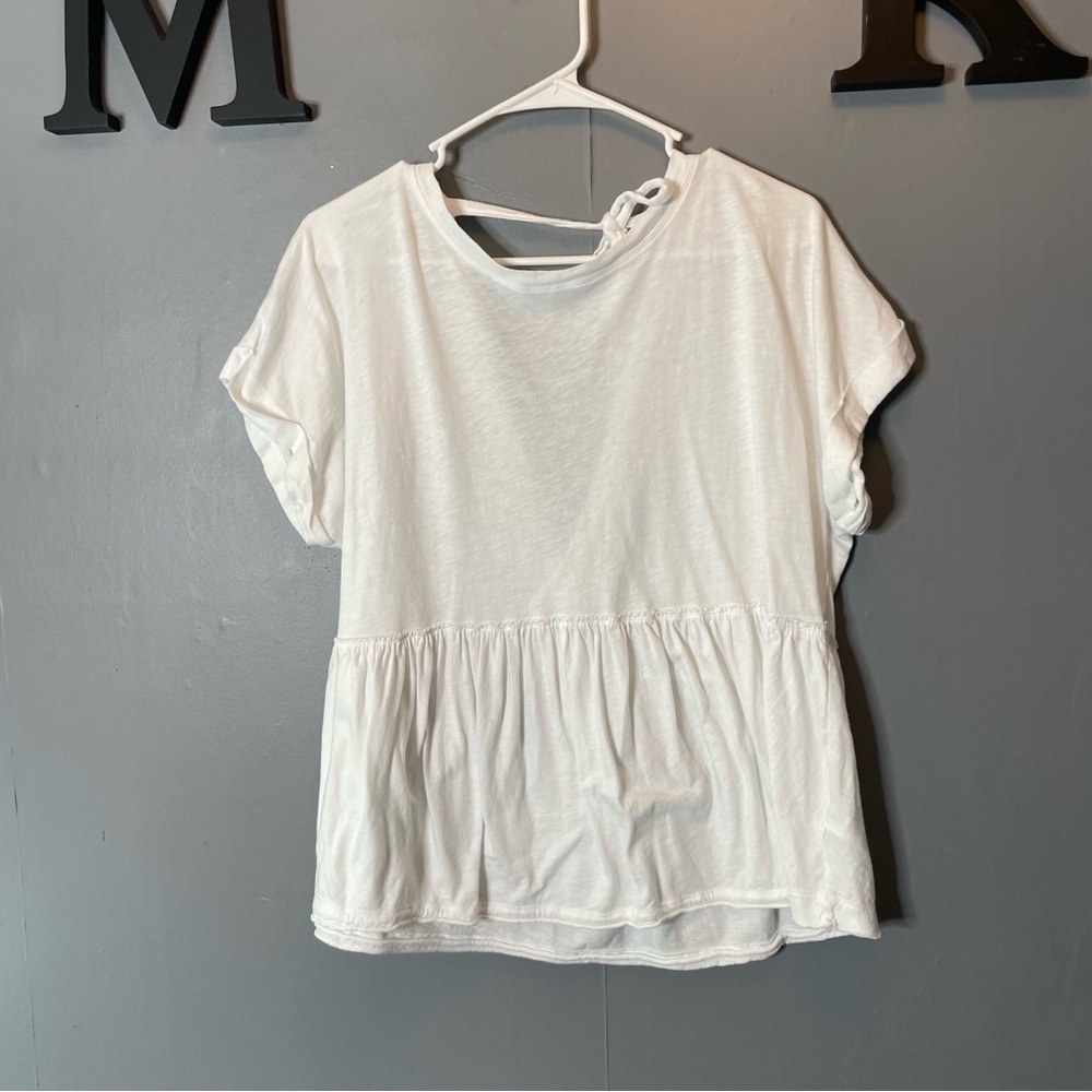 American Eagle white peplum oversized openback Women's Top size large